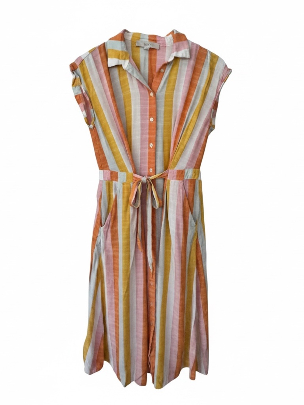 LOFT Striped Midi dress - Size 6. With pockets